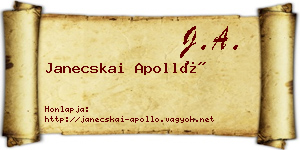 Janecskai Apolló névjegykártya